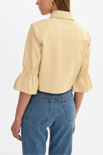 Lamarque Carolina Ruffle Sleeve Leather Jacket