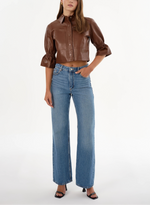 Lamarque Carolina Ruffle Sleeve Leather Jacket