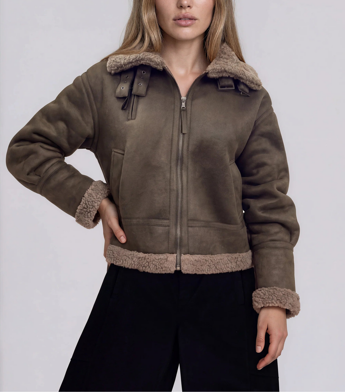 Marrakech Caspian Vegan Shearling Moto Jacket
