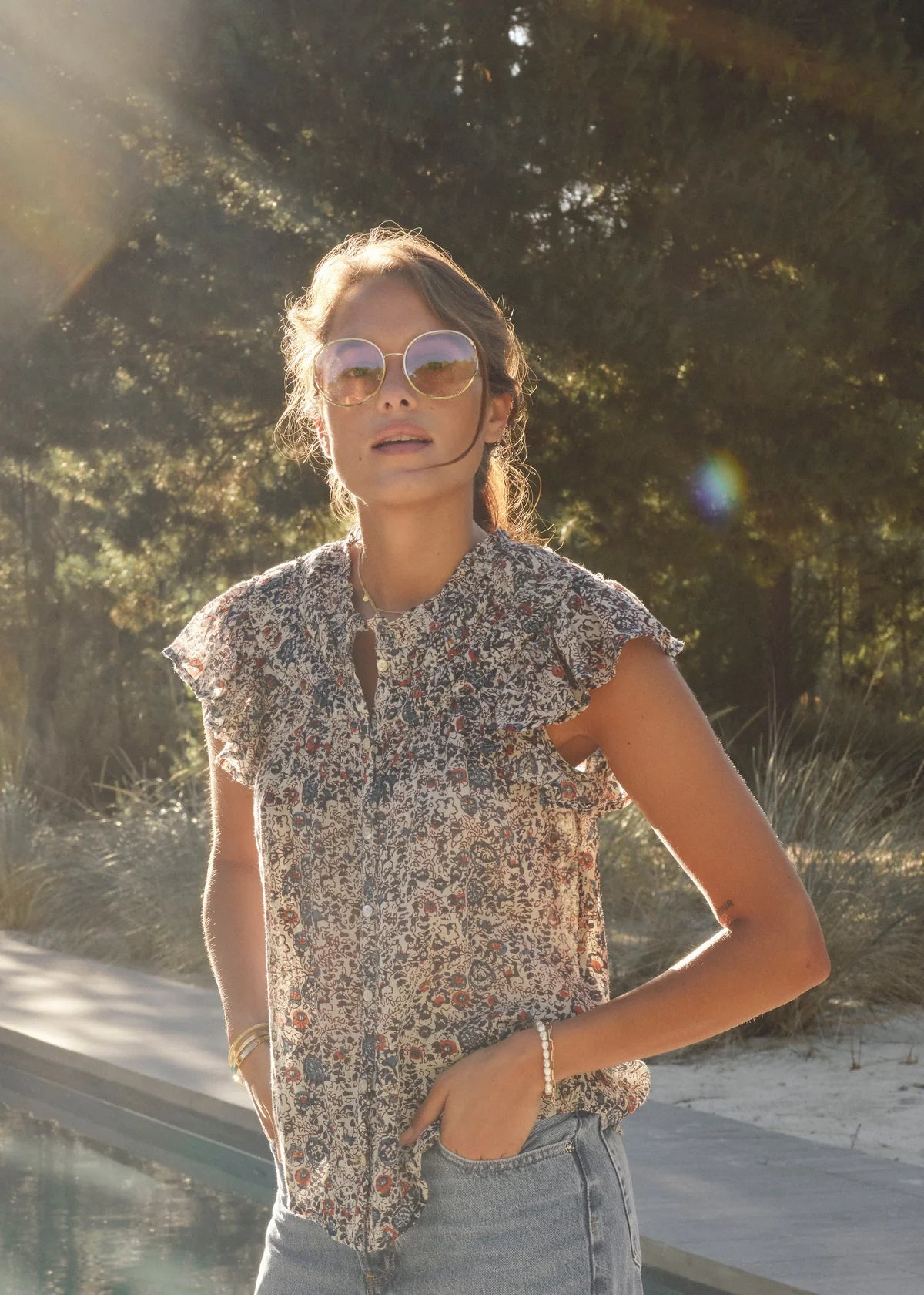 M.A.B.E Cass Print Frill Top