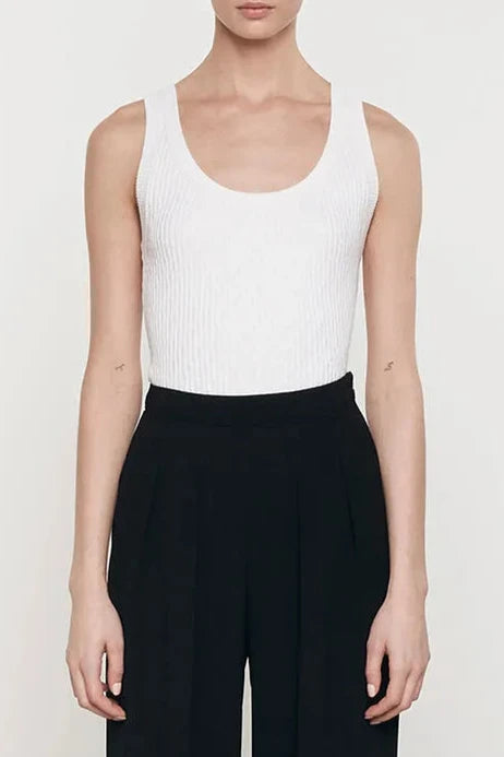 Enza Costa Cashmere Cotton Pointelle Knit Tank