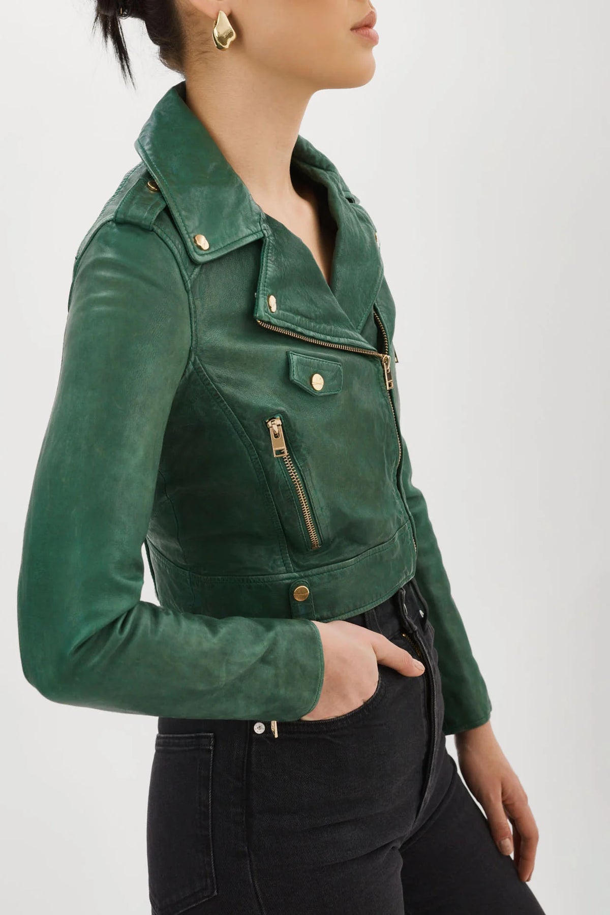 Lamarque Ts Ciara Cropped Leather Biker Jacket