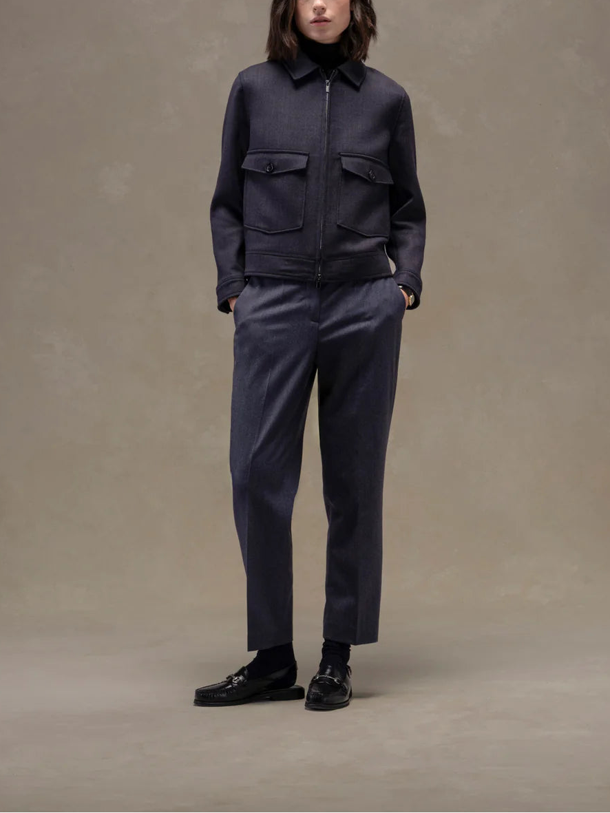 Circolo Blouson Worsted Wool Double Pocket Jacket