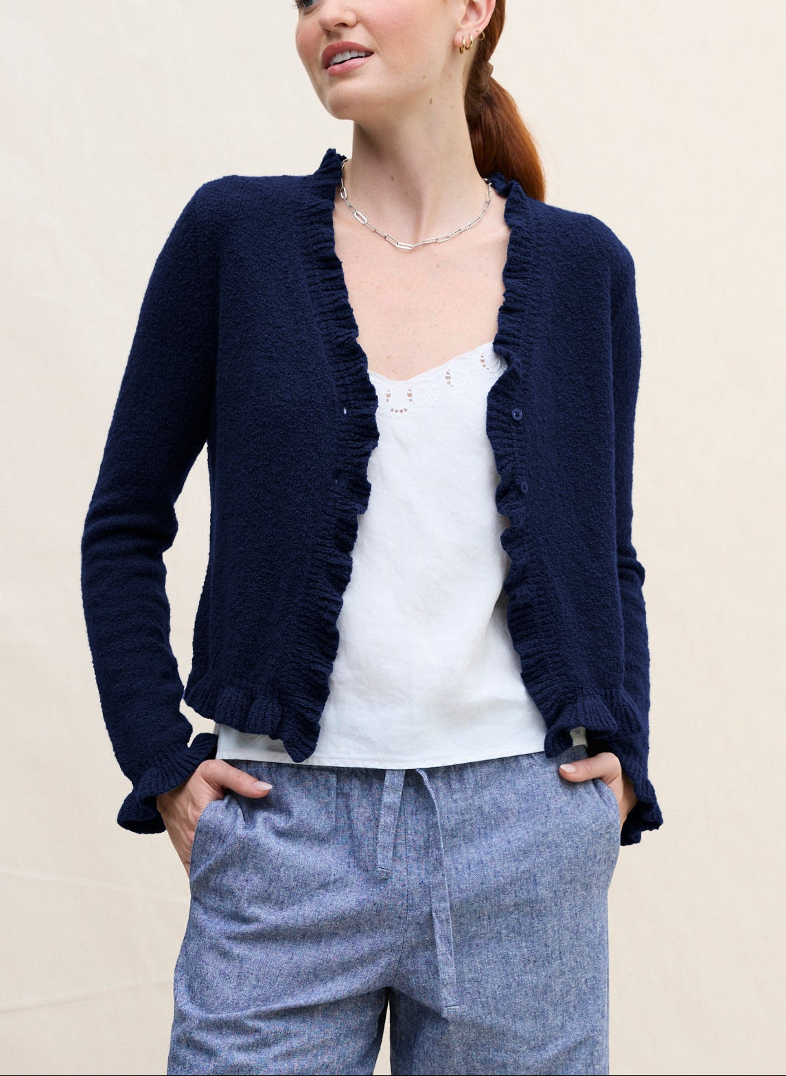 Margaret O'leary Ruffle Cardigan