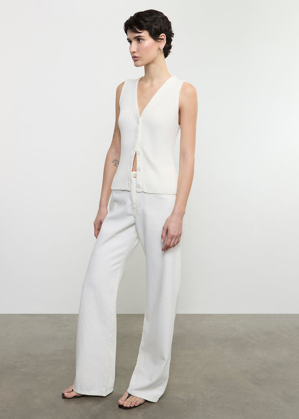 Enza Costa Boucle Knit Vest