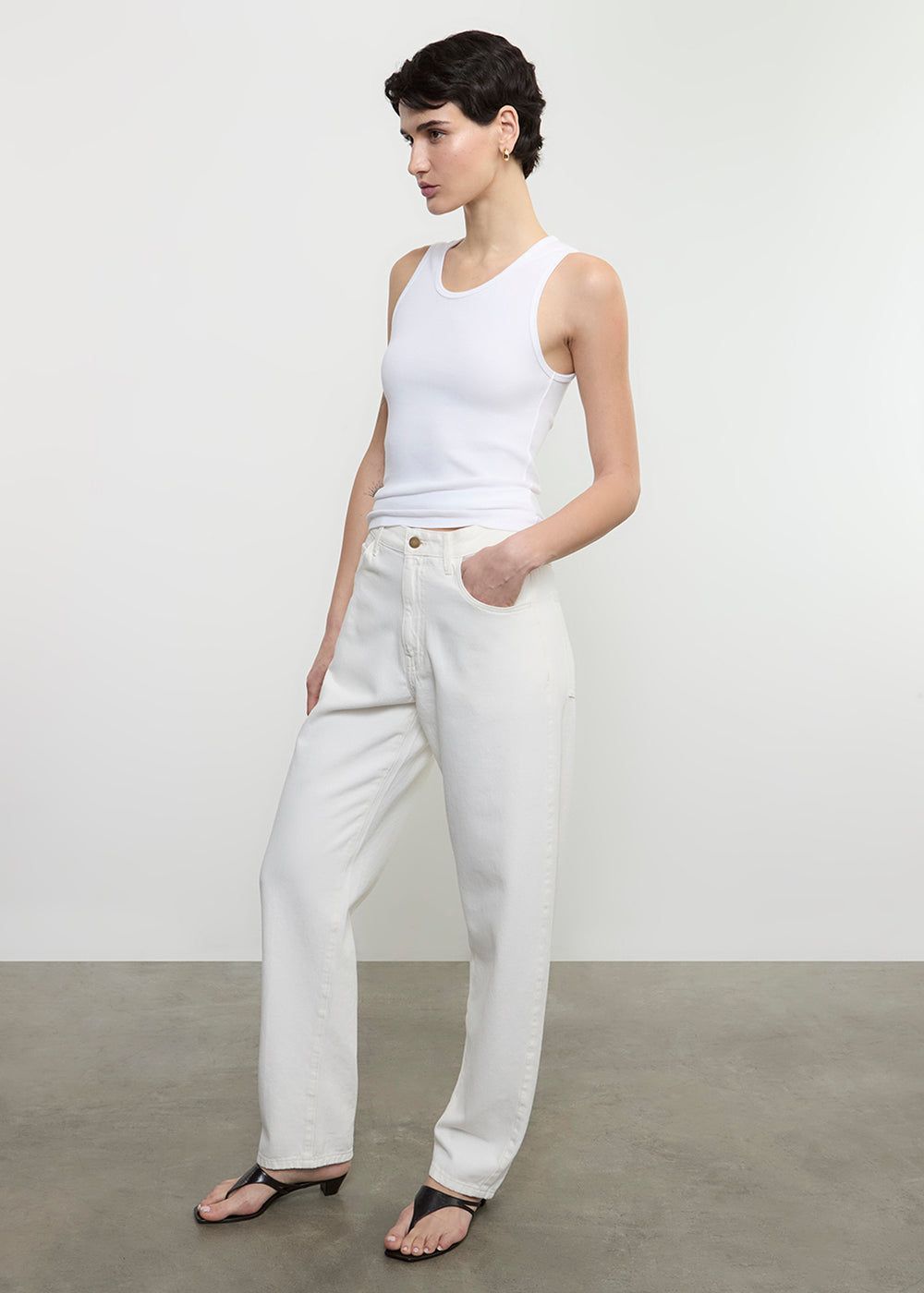 Enza Costa Cotton Rib Scoop Tank