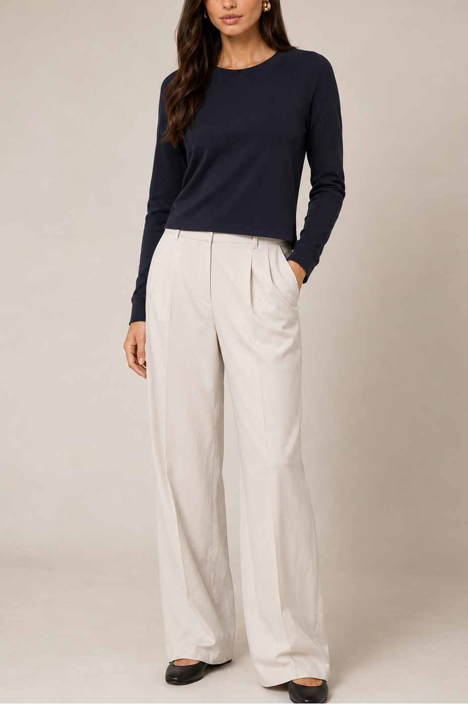 Majestic Filatures French Terry Crop L\S Crewneck