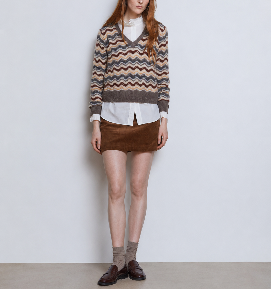 Autumn Cashmere Cropped Pointelle V-Neck Sweater