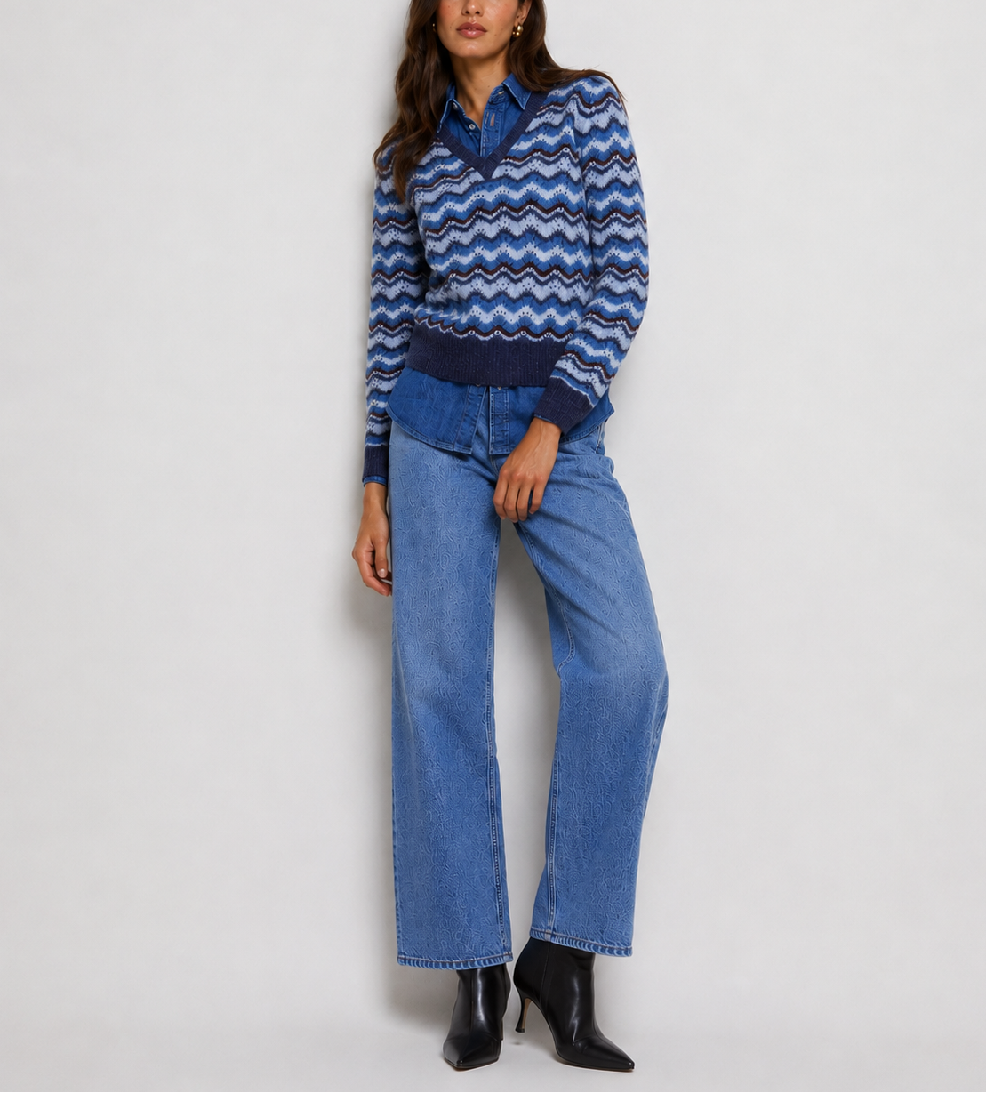 Autumn Cashmere Cropped Pointelle V-Neck Sweater