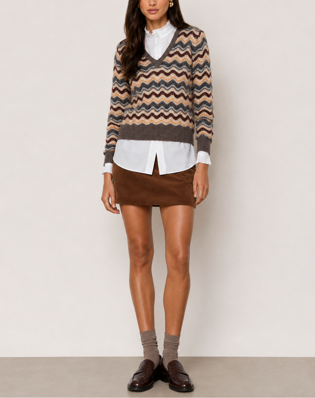 Autumn Cashmere Cropped Pointelle V-Neck Sweater