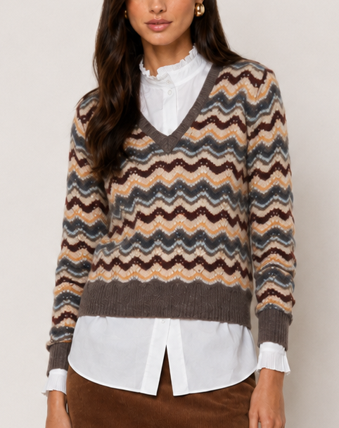 Autumn Cashmere Cropped Pointelle V-Neck Sweater