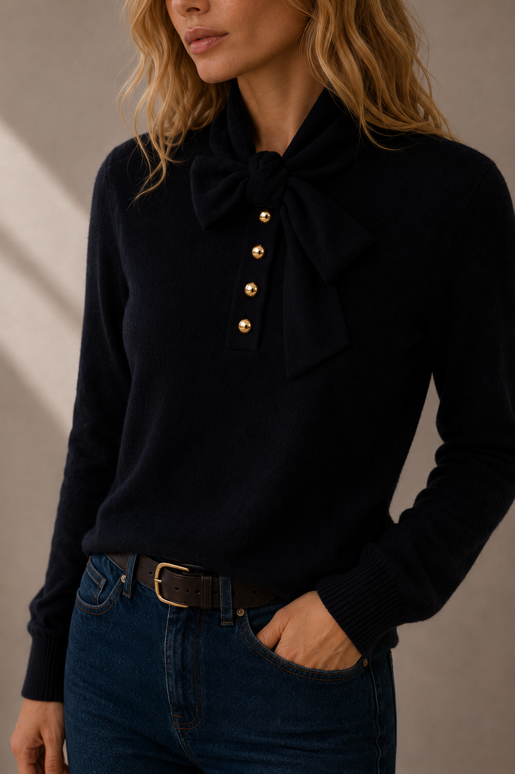 Allude Wool Blend Bow Sweater