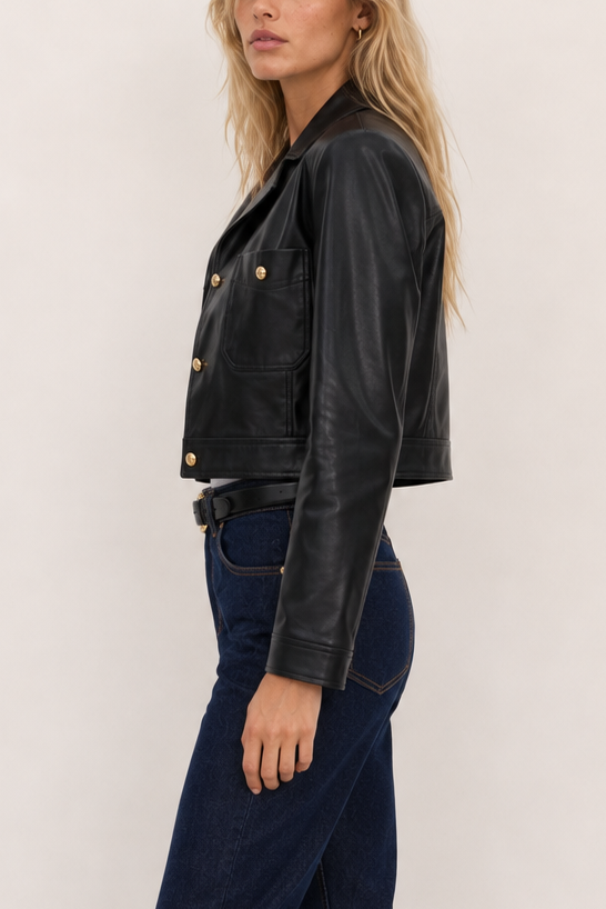 Lamarque Lorena Cropped Leather Jacket