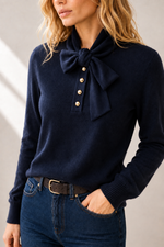 Allude Wool Blend Bow Sweater