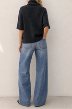 Allude Cashmere Turtleneck 1/2 Sleeve Sweater