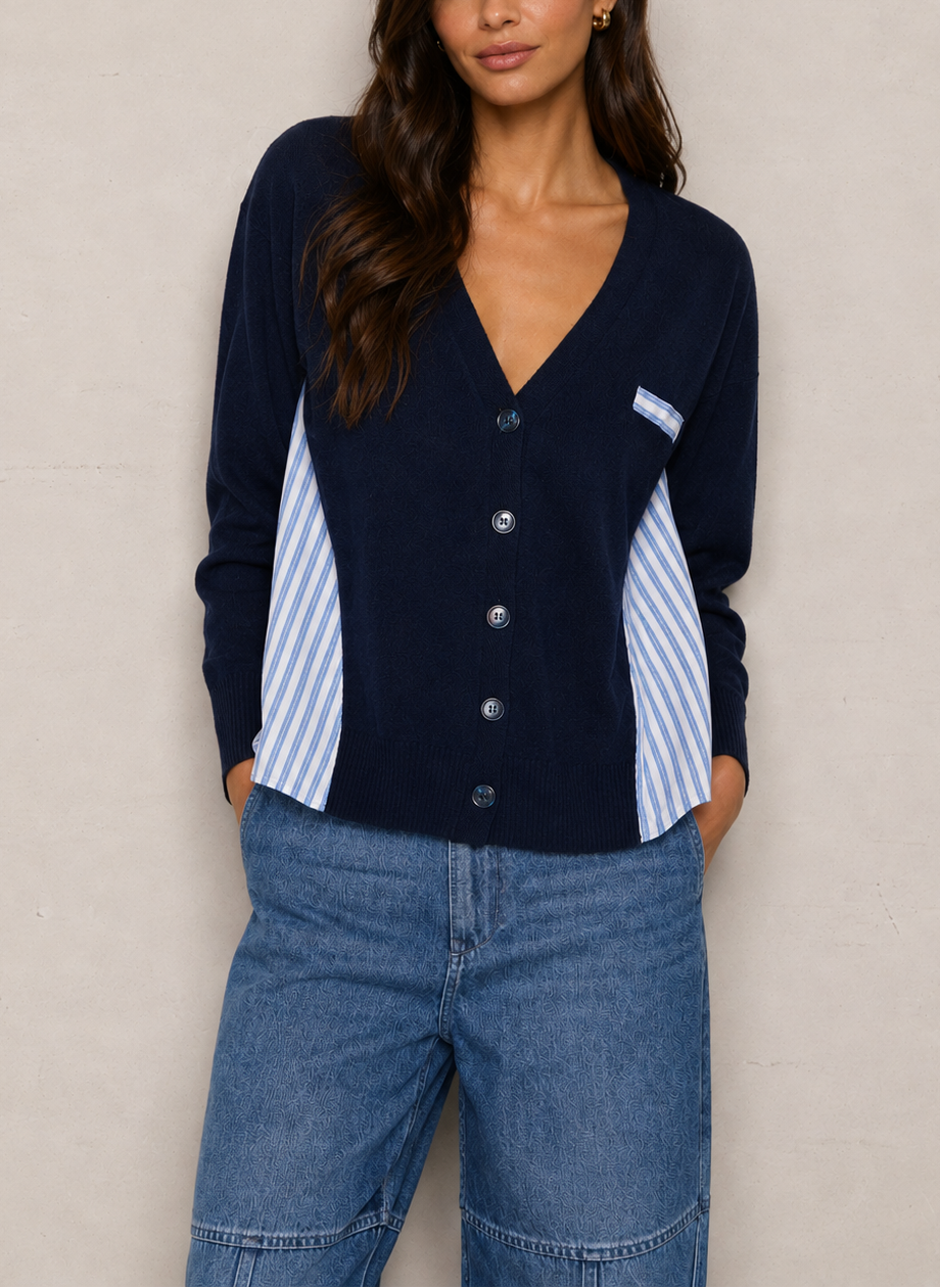 LAFATA Mix Media Cardigan