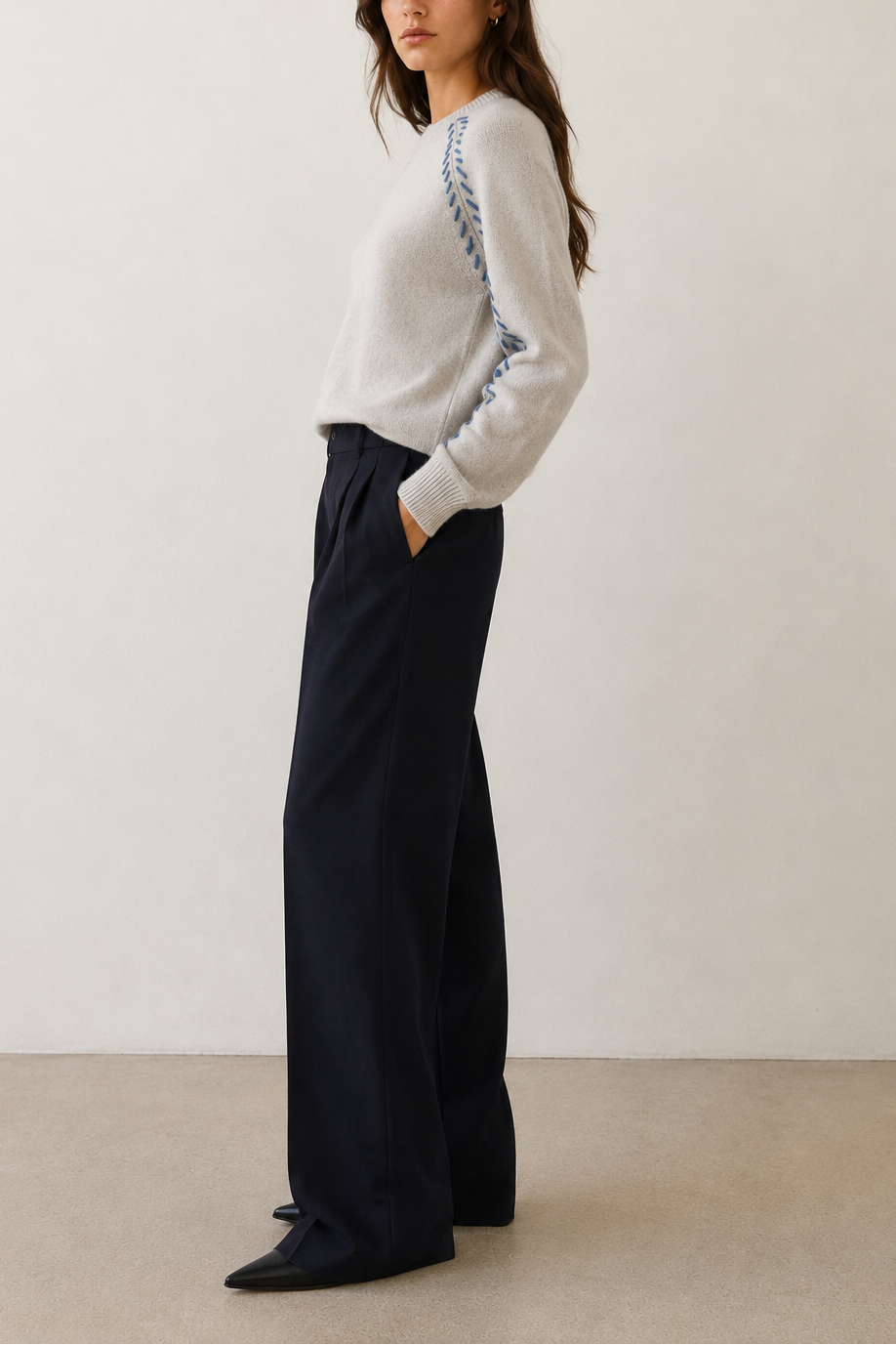 Autumn Cashmere Saddle Shoulder Whipstitched Sweater