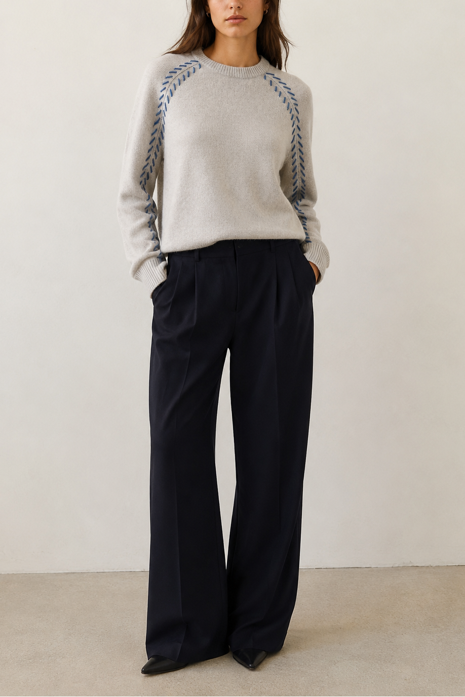 Autumn Cashmere Saddle Shoulder Whipstitched Sweater