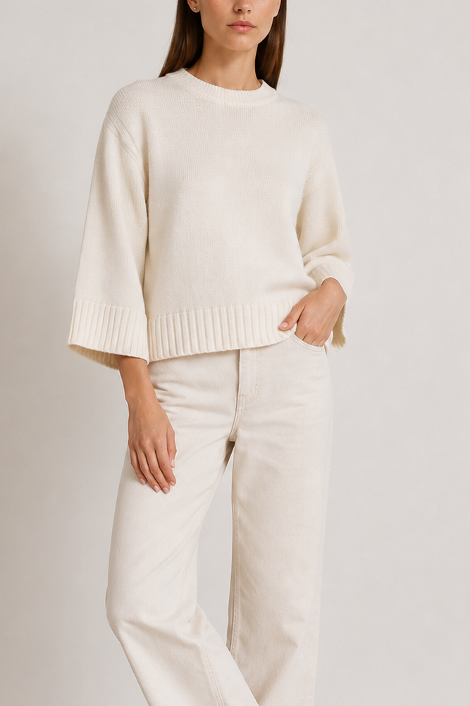 Archer Cashmere Scottie Cotton Wide Sleeve Tee