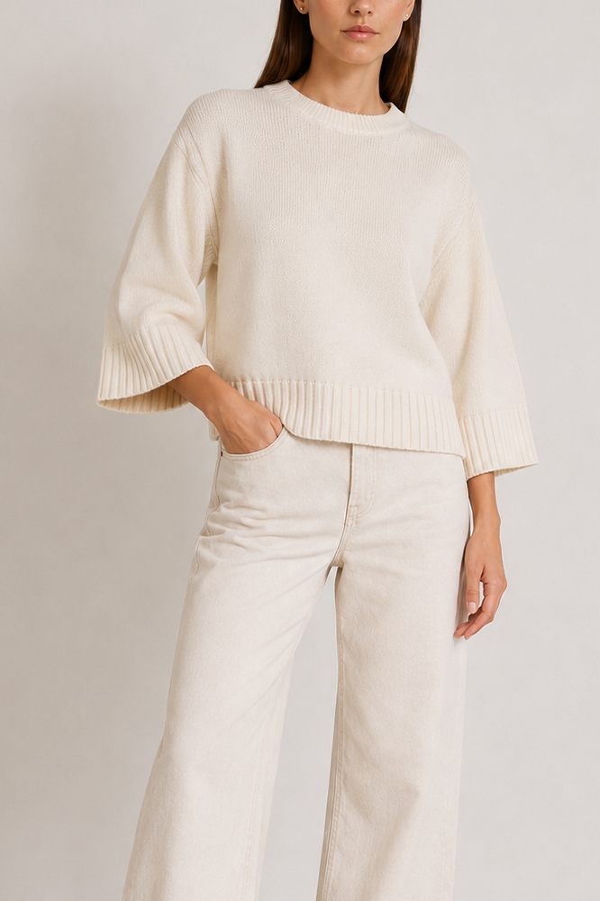 Archer Cashmere Scottie Cotton Wide Sleeve Tee