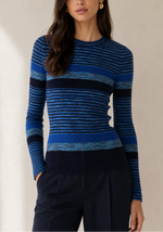 Autumn Cashmere Space Dye Striped Rib Sweater