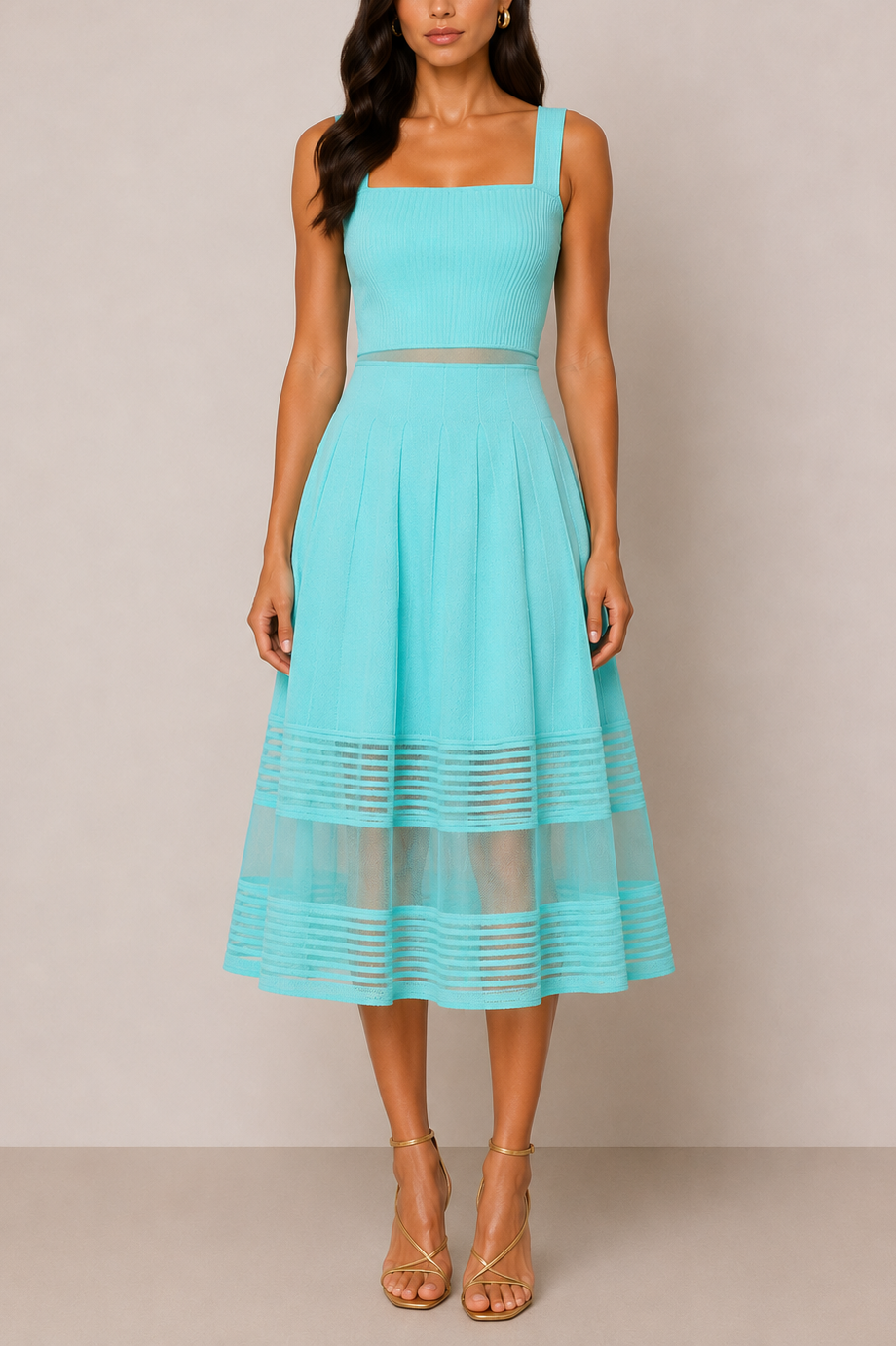 RVN Ines Pick Stitch Flared Dress