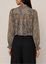Sea Charlize Print L\S Bow Top