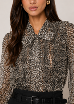 Sea Charlize Print L\S Bow Top