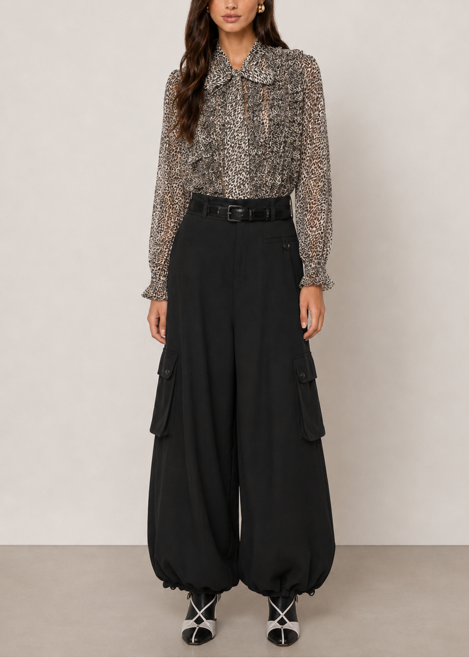 Sea Charlize Print L\S Bow Top