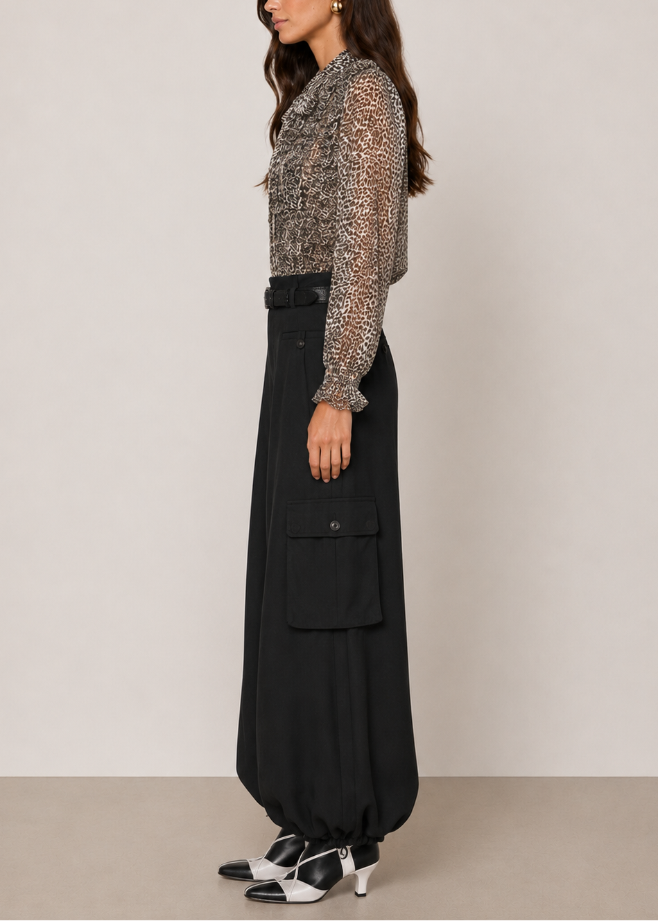 Sea Charlize Print L\S Bow Top