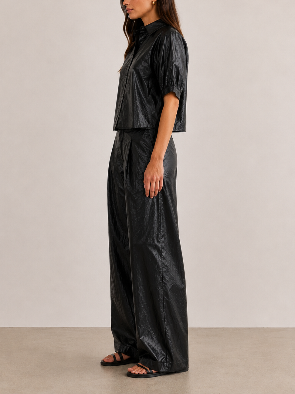 PHARAOH Claude Faux Leather Shirt