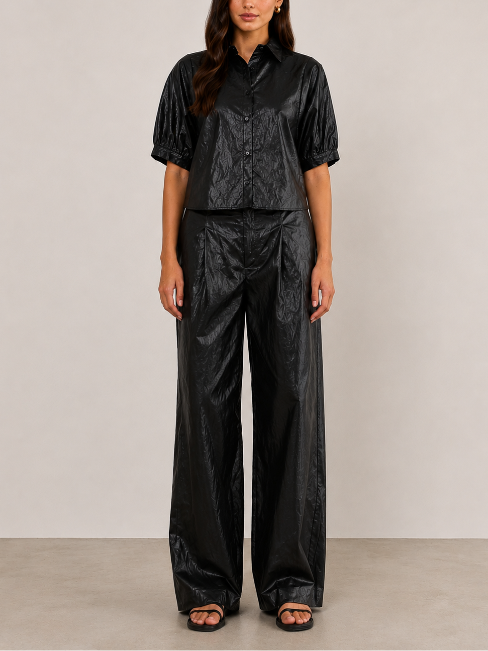 PHARAOH Claude Faux Leather Shirt