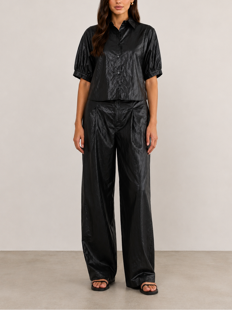 PHARAOH Claude Faux Leather Shirt