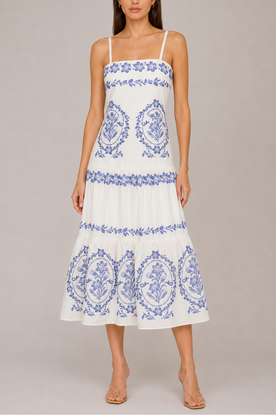Milly TS Lela Embroidered Midi Dress