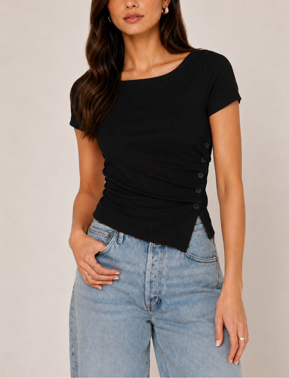 Stateside TS Rib Side Buttoned Top