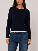 Wispr Double Contrast Trim Crew Neck Sweater