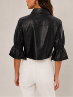 Lamarque Carolina Ruffle Sleeve Leather Jacket