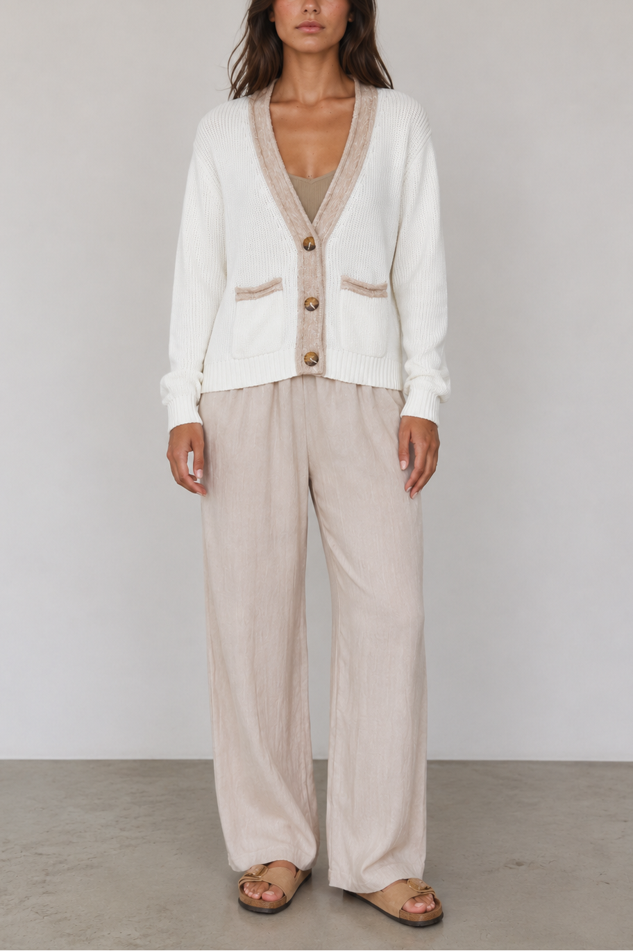 Wispr Contrast Effect Trim Cardigan