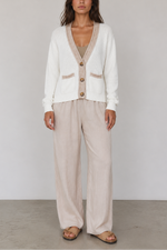 Wispr Contrast Effect Trim Cardigan