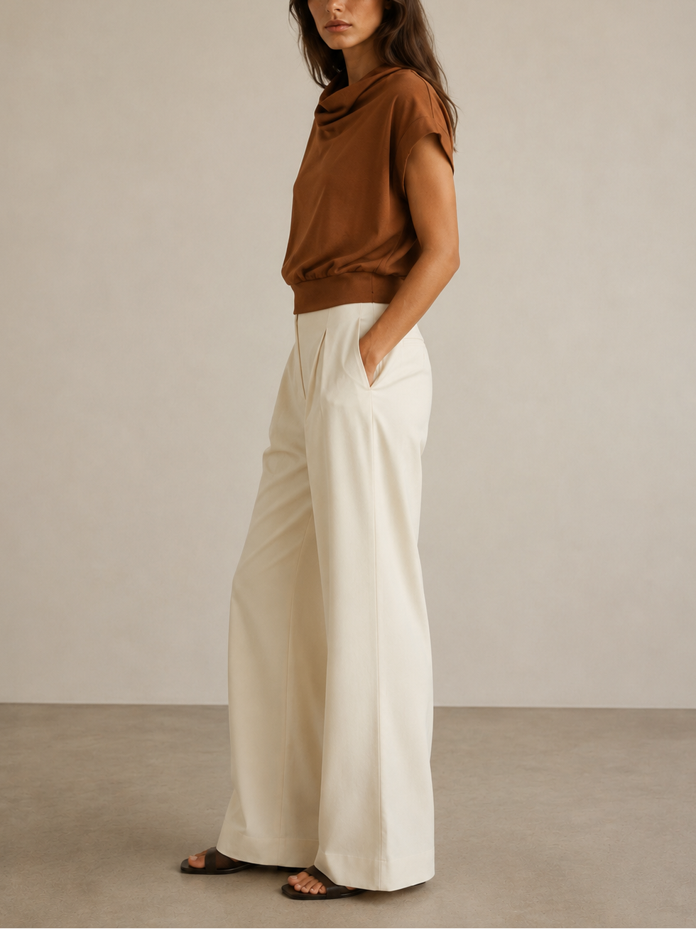 Stateside TS Softest Fleece Draped Neck Top
