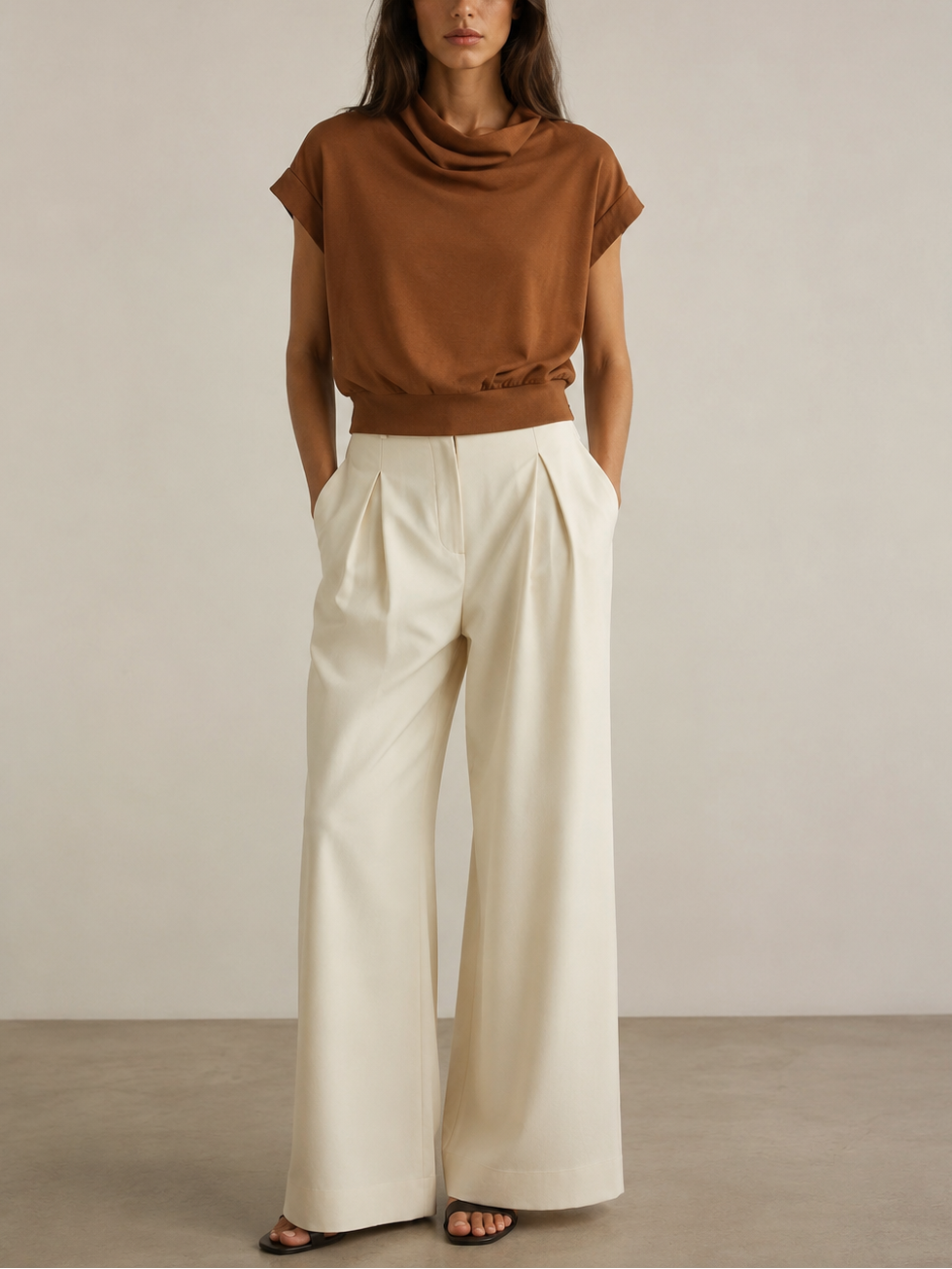 Stateside TS Softest Fleece Draped Neck Top