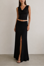 Stateside TS Rib Flowy Maxi Front Slit Skirt