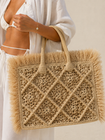 Shebobo Leo Crochet Granny Straw Shoulder Bag