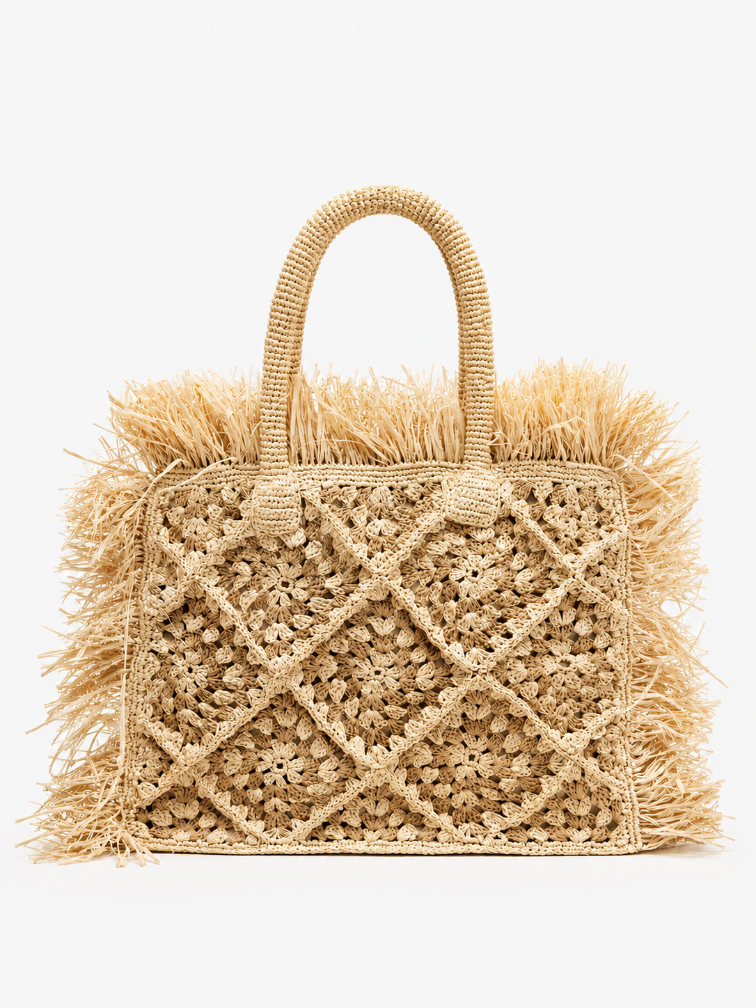 Shebobo Leo Crochet Granny Straw Shoulder Bag