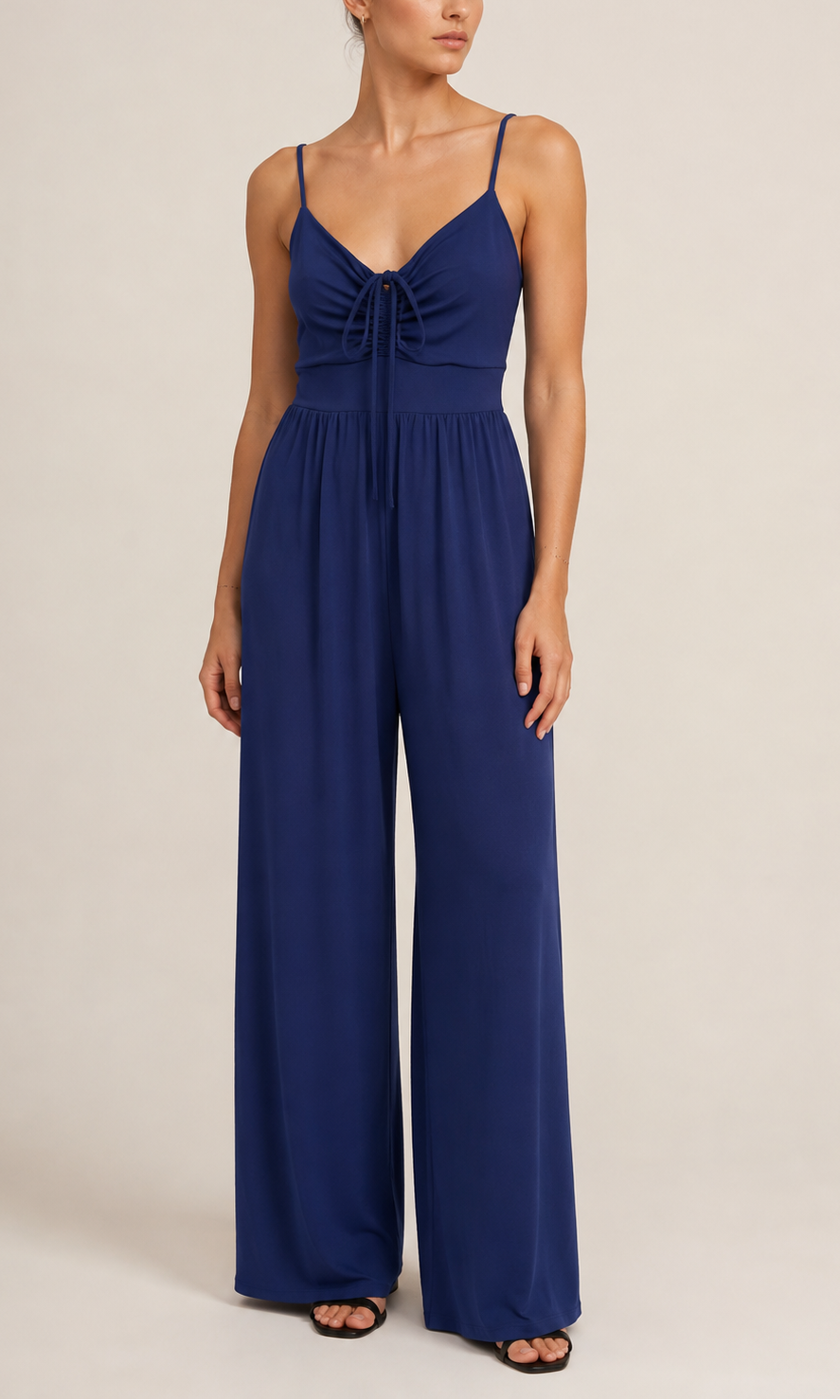 Loop Drawstring Crop Jumpsuit