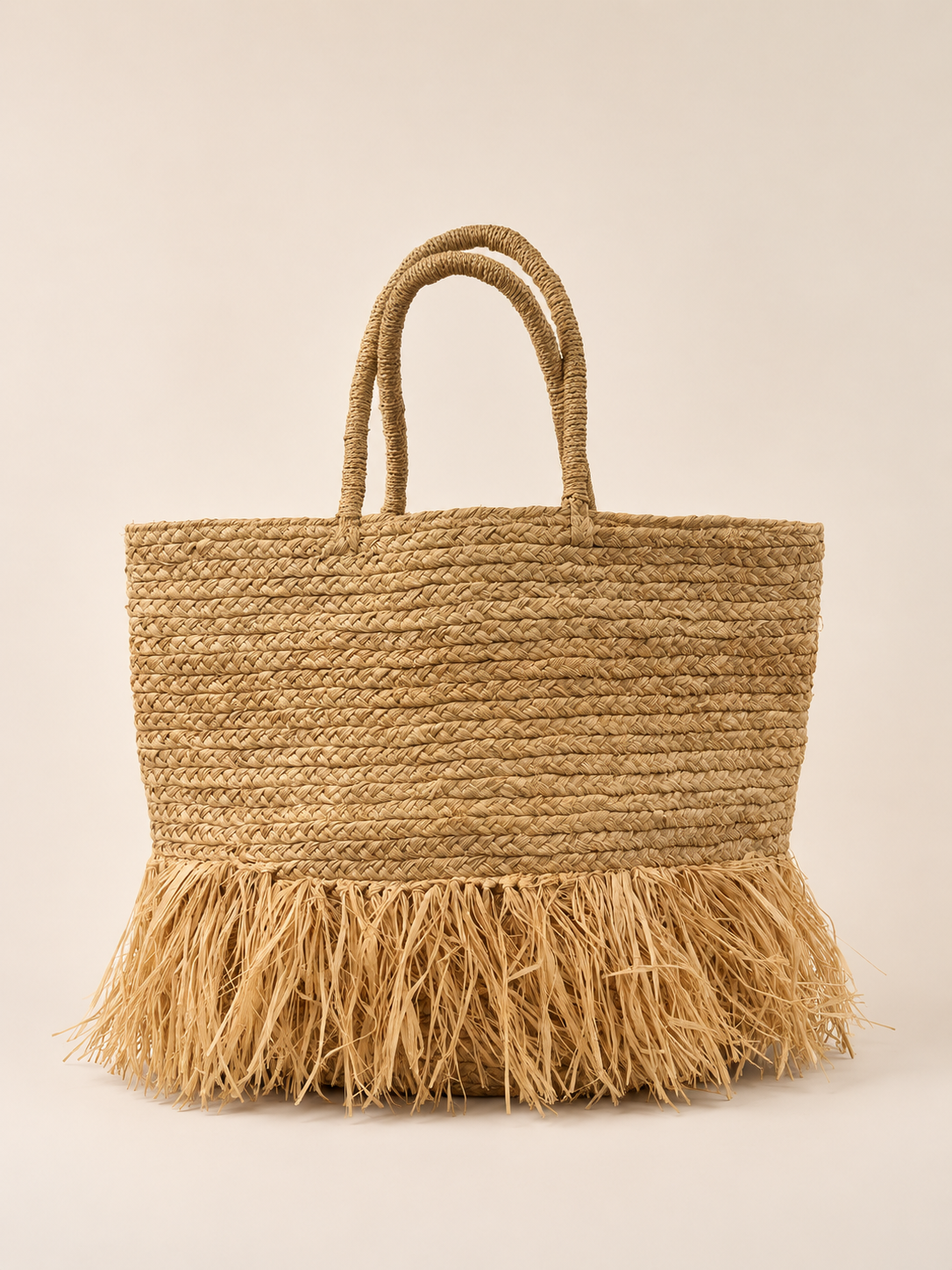 Hanalei Braided Straw Basket Fringe Handbag