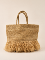 Hanalei Braided Straw Basket Fringe Handbag