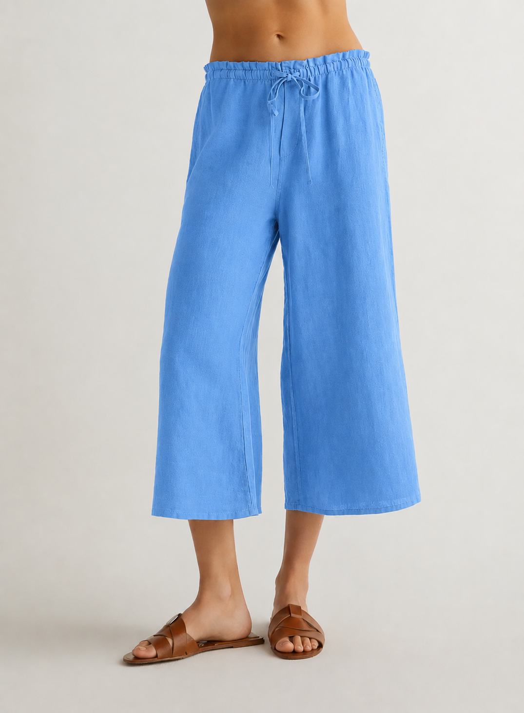 Bella Dahl Ruffle Waist Wide Leg Crop Pant
