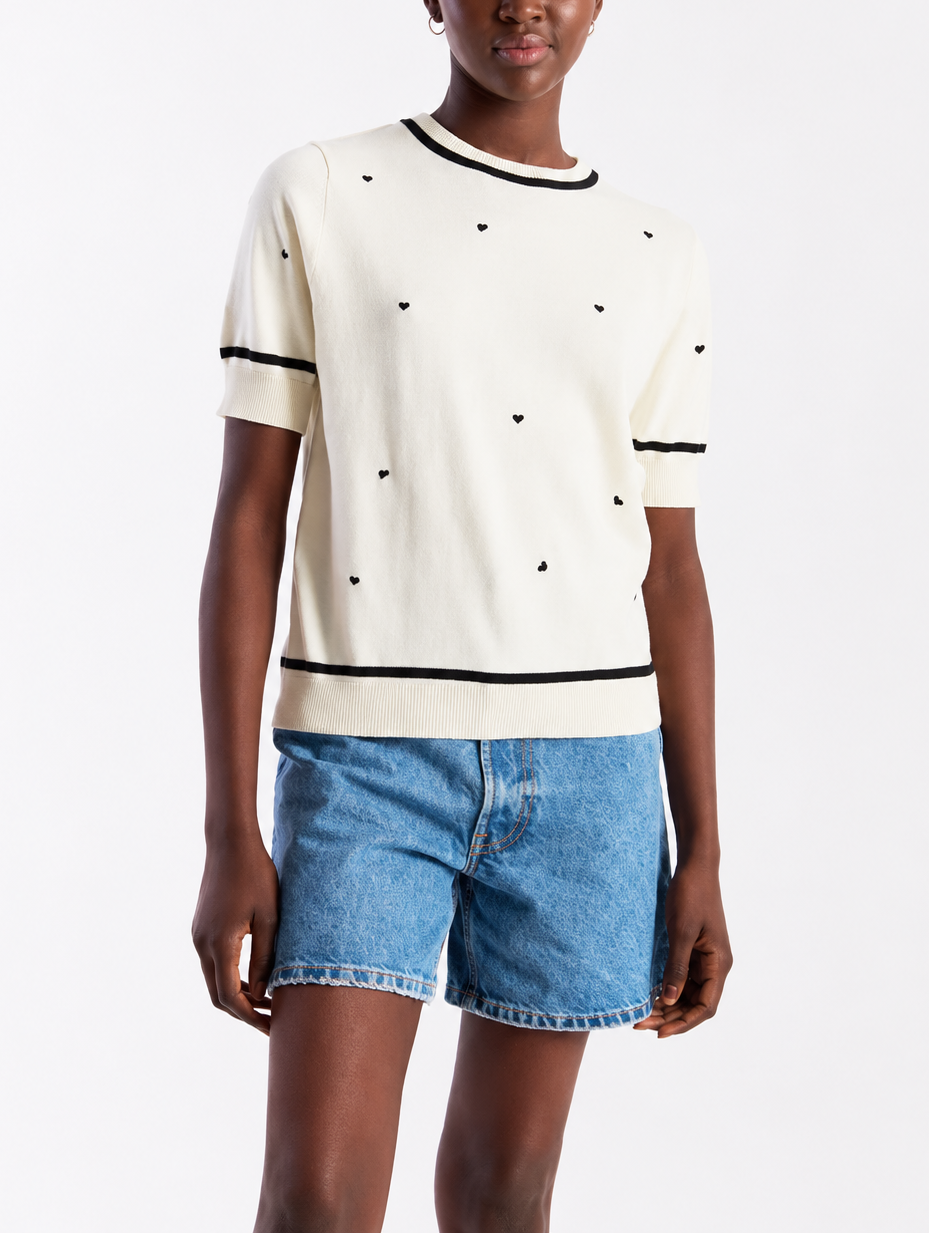Wispr By Brodie Mini Heart Embroidered Tee