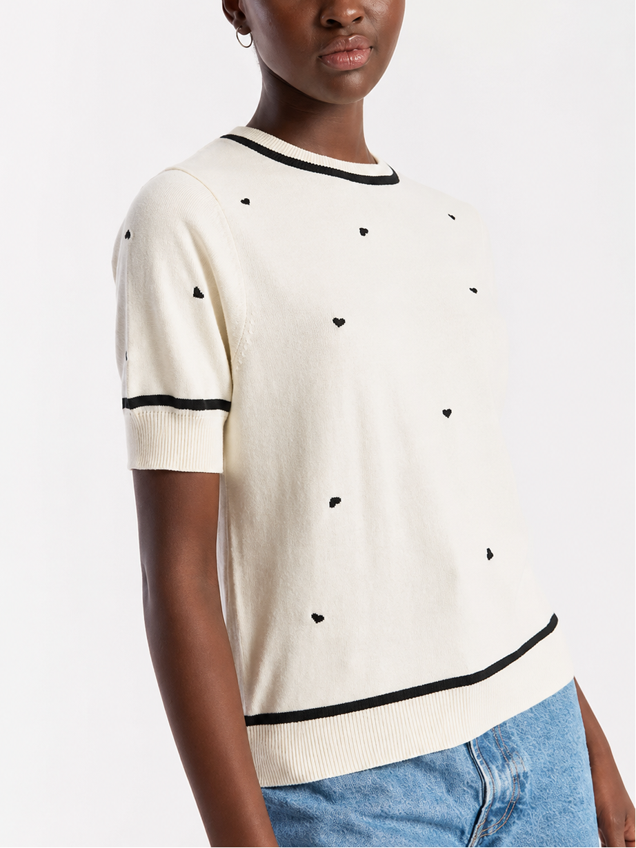 Wispr By Brodie Mini Heart Embroidered Tee